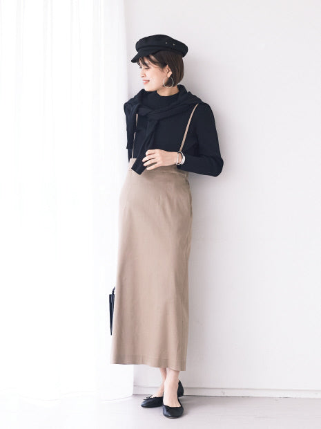 ストレッチリネンサスペンダースカート