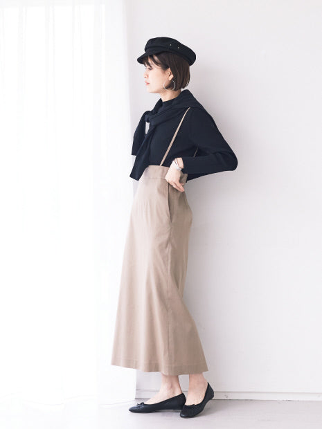 ストレッチリネンサスペンダースカート