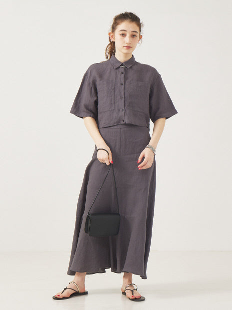 【セットアップ対応】麻製品染ショートシャツ