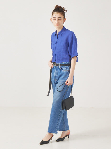 【セットアップ対応】麻製品染ショートシャツ