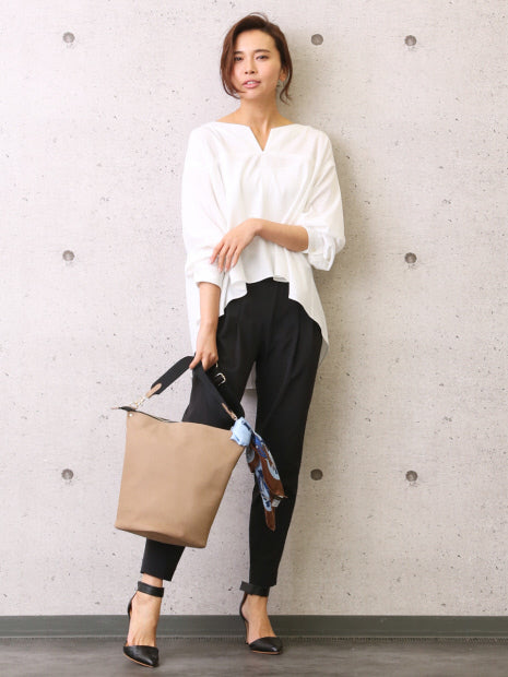 2WAYストレッチタックパンツ【off white/black】【GOOD LUCK PANTS】