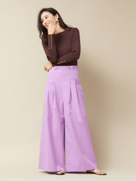 ストレッチレーヨンボートネックニット