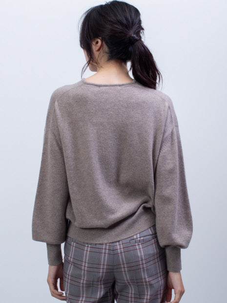 カシミヤクルーネックニットプルオーバー