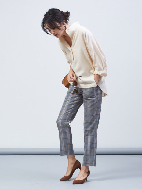 【秋トレンド】ヘリボンチェックシガレットパンツ
