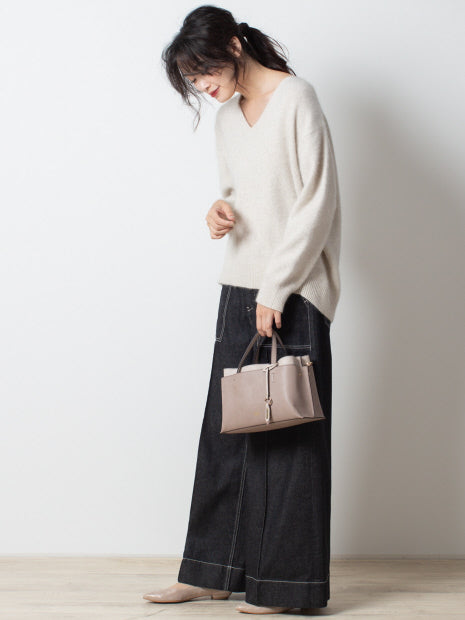 e×qualiteセンタープレスワイドデニム