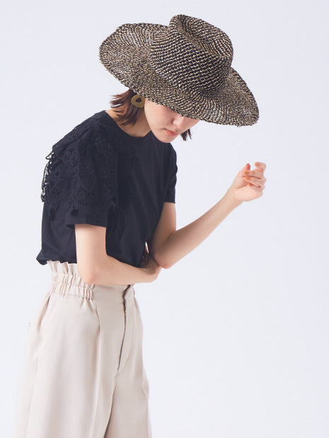 【boussole×qualite別注】ショルダーレースTシャツ(コンパクト)