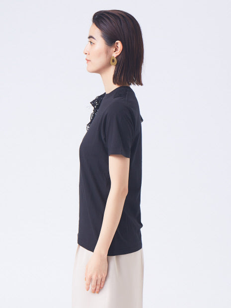 【boussole×qualite別注】ショルダーレースTシャツ(コンパクト)