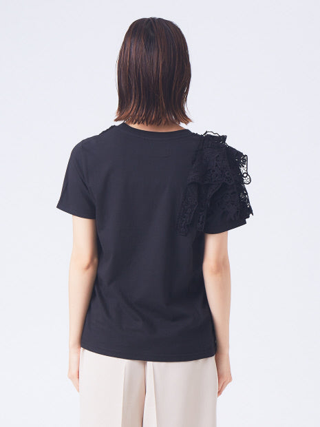 【boussole×qualite別注】ショルダーレースTシャツ(コンパクト)