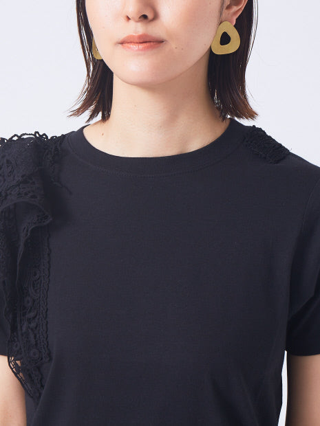 【boussole×qualite別注】ショルダーレースTシャツ(コンパクト)