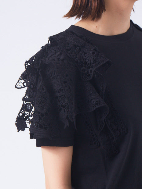 【boussole×qualite別注】ショルダーレースTシャツ(コンパクト)