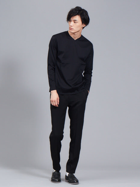 シルケット天竺Vネック ロングTシャツ(ソリッドカラーシリーズ)