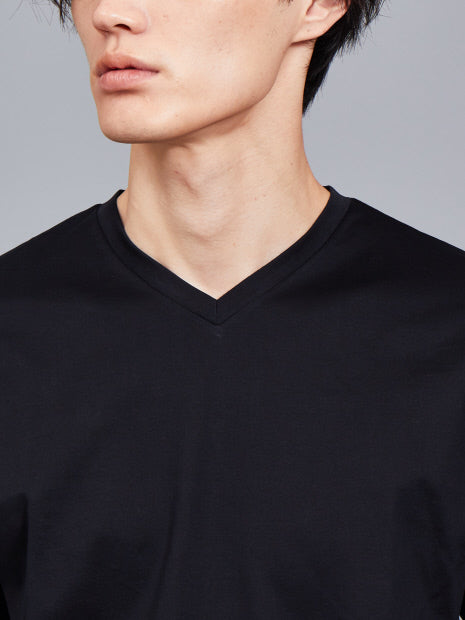 シルケット天竺Vネック ロングTシャツ(ソリッドカラーシリーズ)