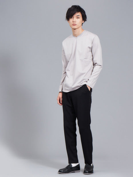 シルケット天竺Vネック ロングTシャツ(ソリッドカラーシリーズ)