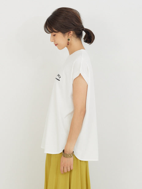フレンチオーバー刺繍Tシャツ