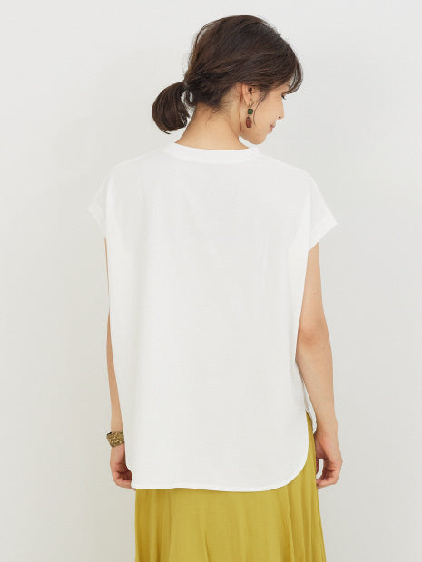 フレンチオーバー刺繍Tシャツ