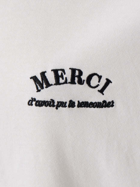 フレンチオーバー刺繍Tシャツ