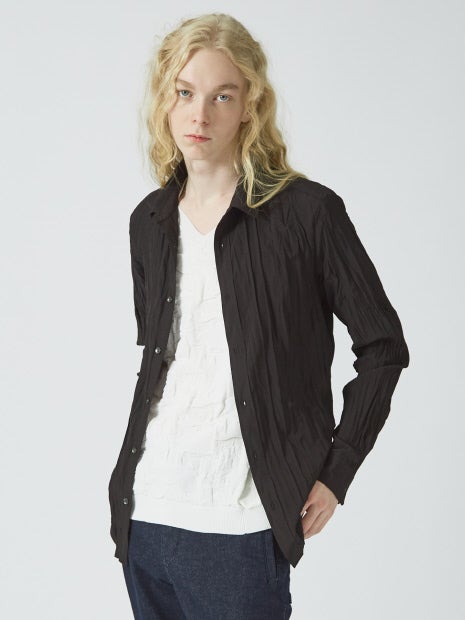 ピンタック ワッシャーストレッチシャツ