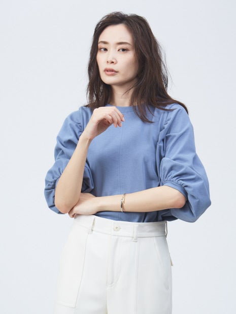 ギャザーパフスリーブカットソー