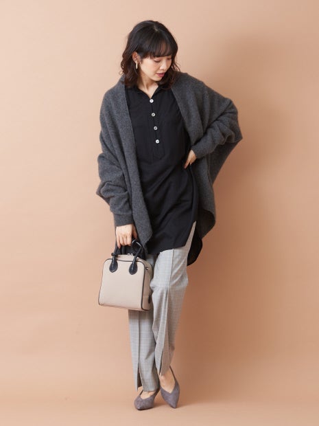 キーネックバックギャザーカットソー