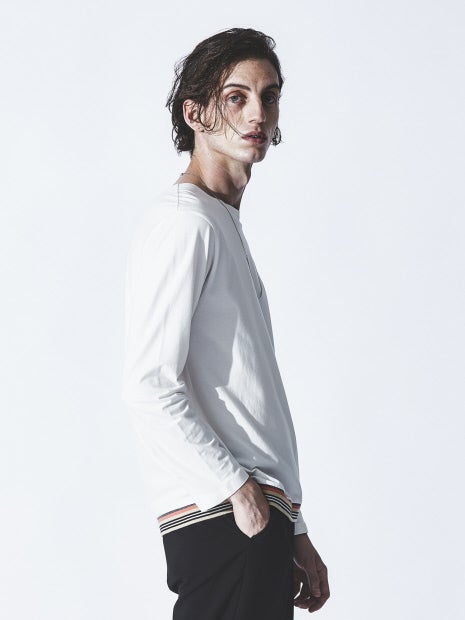 圧着クルー ライントリム ロングスリーブTシャツ