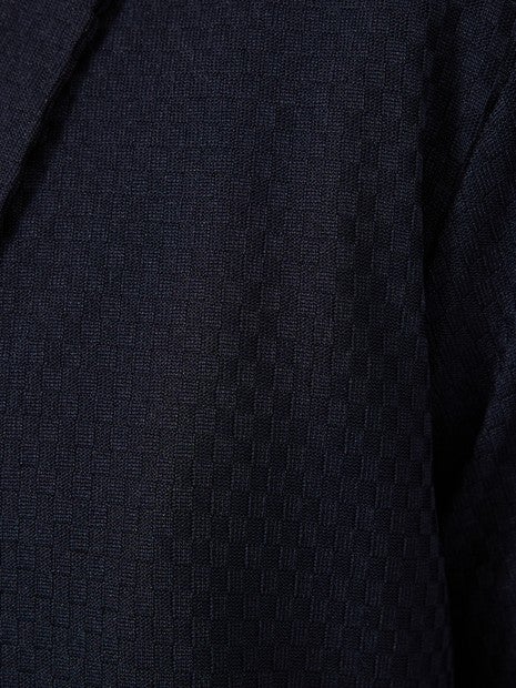 【MASCHILE】チェック リンクス ニット ショールジャケット