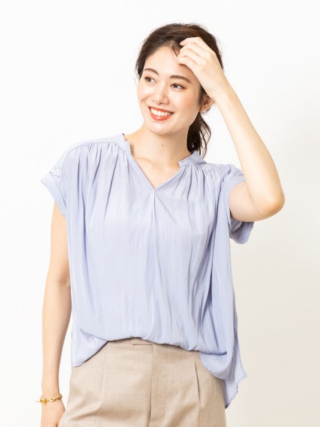 割繊ギャザーブラウス