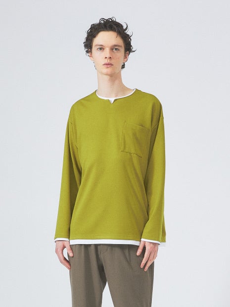 【レイヤード】キーネック ロングスリーブ Tシャツ