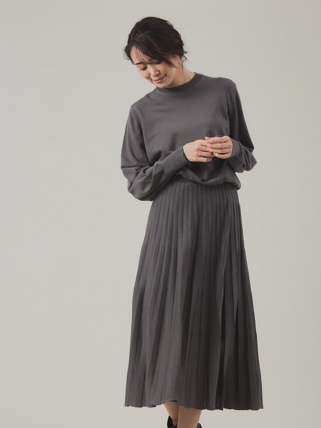 ハイゲージプリーツニットワンピース