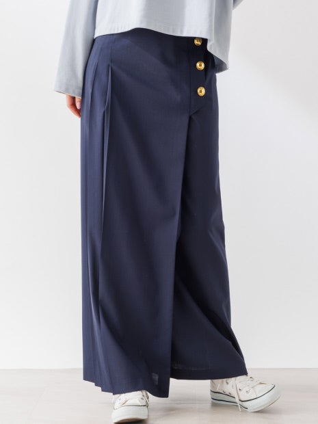 【セットアップ対応】ラッププリーツボタンスカート