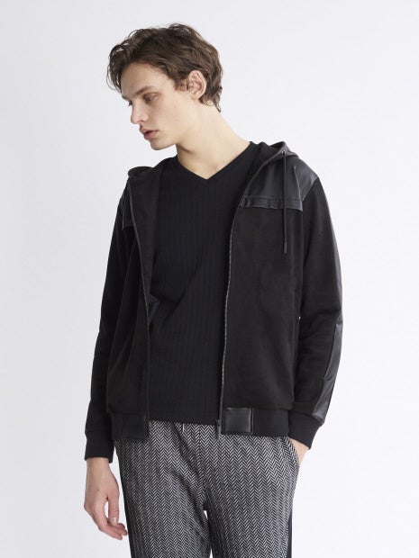 【セットアップ対応】ハイテンション レザー ジップパーカー