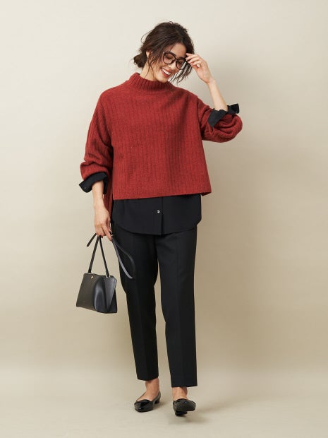 【定番】ウールクルーネックニットプルオーバー