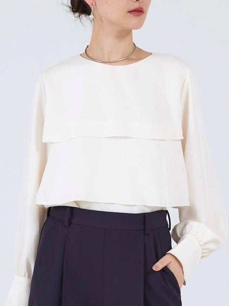 ブライトツイルティアードブラウス