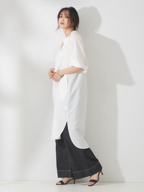 e×qualiteセンタープレスワイドデニム