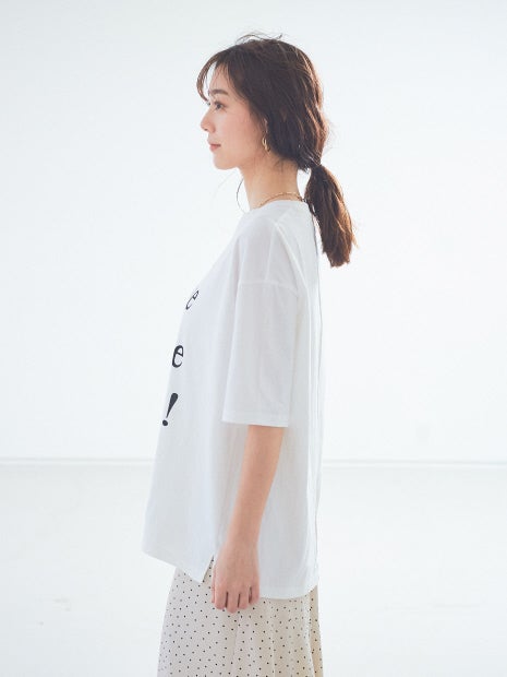 Bonjour!ロゴ5分袖Tシャツ