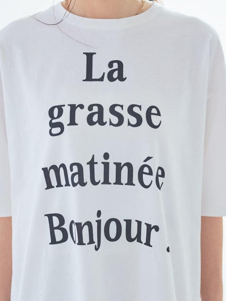 Bonjour!ロゴ5分袖Tシャツ