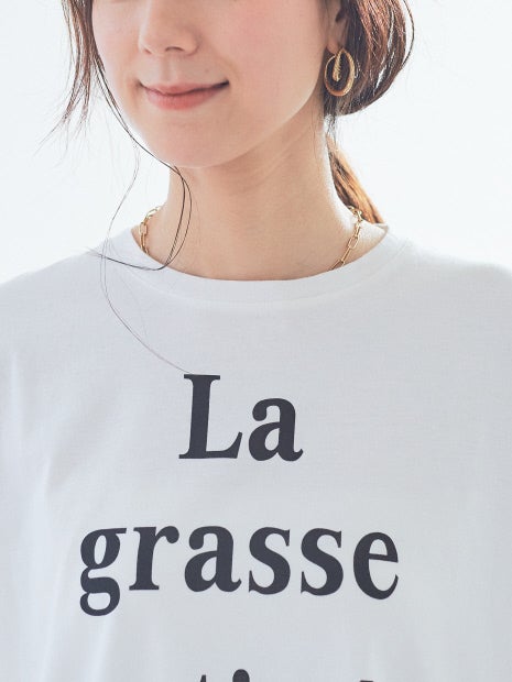 Bonjour!ロゴ5分袖Tシャツ