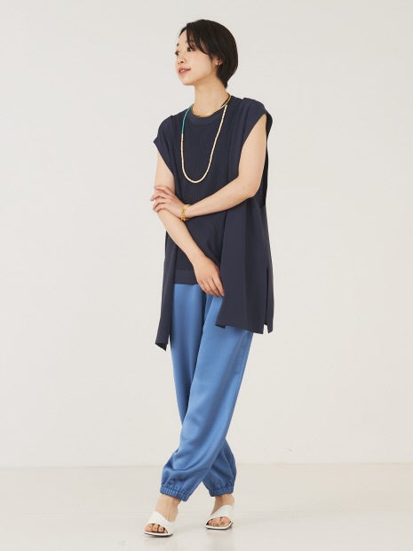 《セットアップ対応》レーヨンストレッチ2WAYニットジレ
