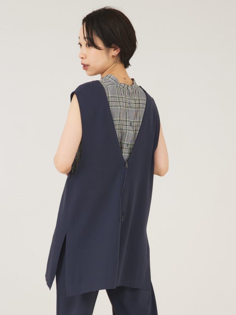 《セットアップ対応》レーヨンストレッチ2WAYニットジレ