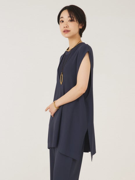 《セットアップ対応》レーヨンストレッチ2WAYニットジレ