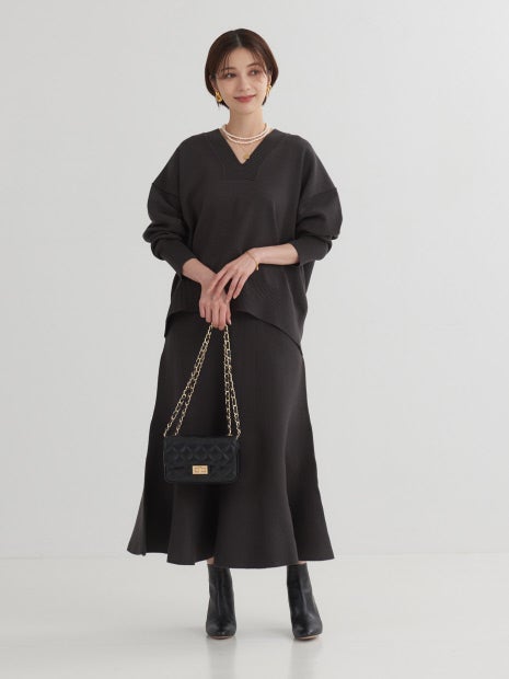 【セットアップ対応】Vネックニットプルオーバー