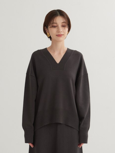 【セットアップ対応】Vネックニットプルオーバー