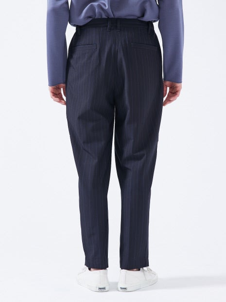 【ペンストライプ】ワイド テーパードパンツ