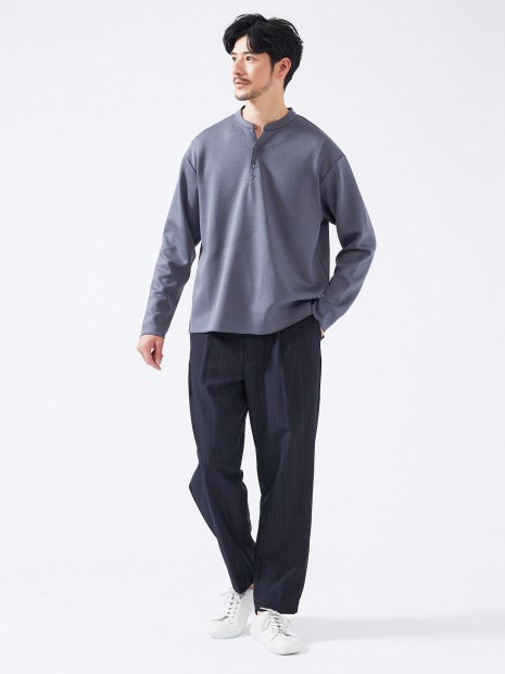 【ペンストライプ】ワイド テーパードパンツ