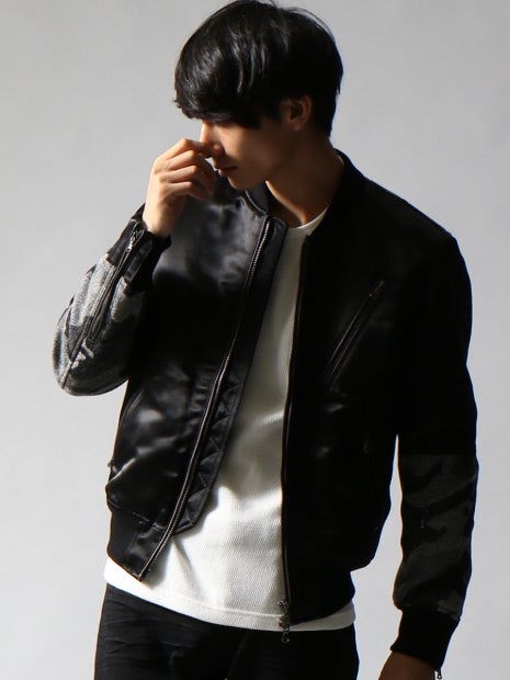 ヴィンテージナイロン×カモフラメルトンMA-1