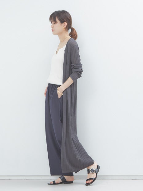 ワイドリブロングカーディガン