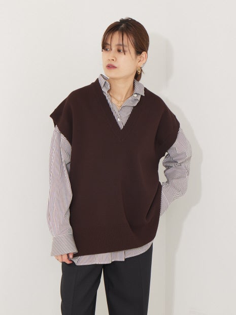 Rouge vif la cle | 【セットアップ対応】ニットロングベスト | ニット