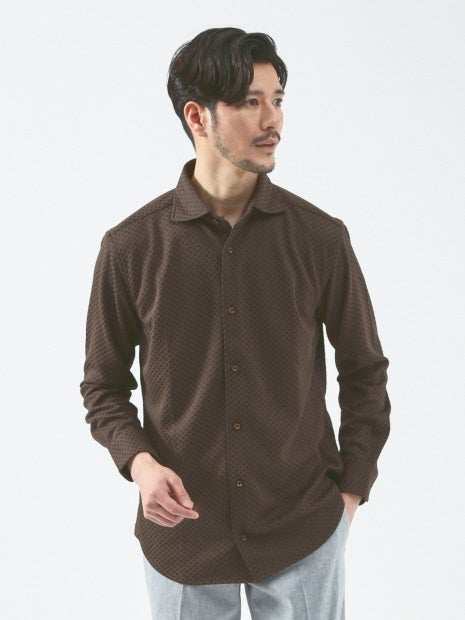 【FLEX SHIRTS】ダイヤ柄 フクレジャカード シャツ