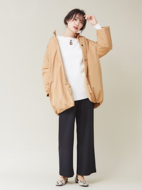 スウェット風ボートネックニットプルオーバー