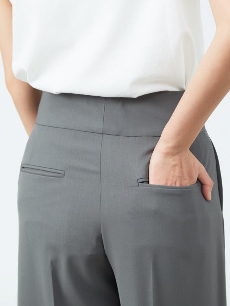 強撚ギャバハイウエストワイドパンツ