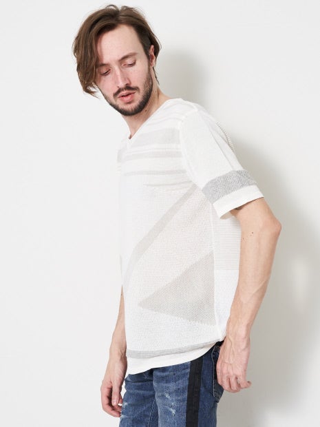 ポリエステルブークレー パッチワークニット